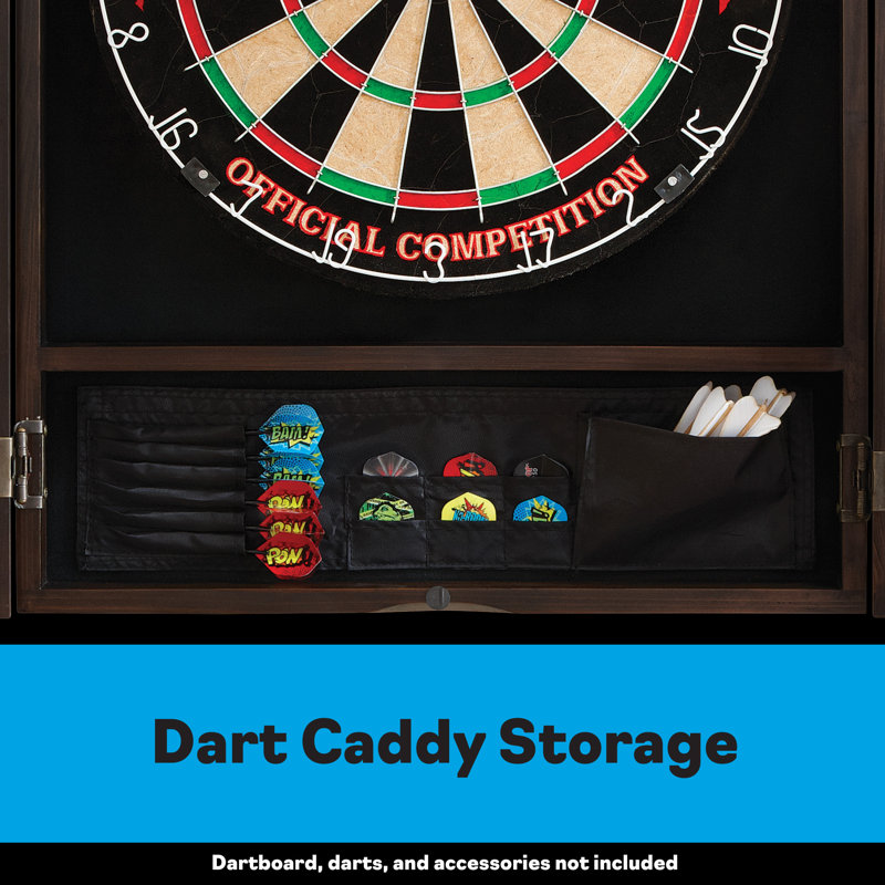 Espresso Finish Solid Pine Dartboard Cabinet with Bronze Hinges
