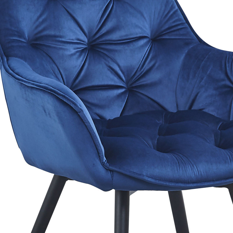 18'' H Tufted Velvet Armchair, Blue