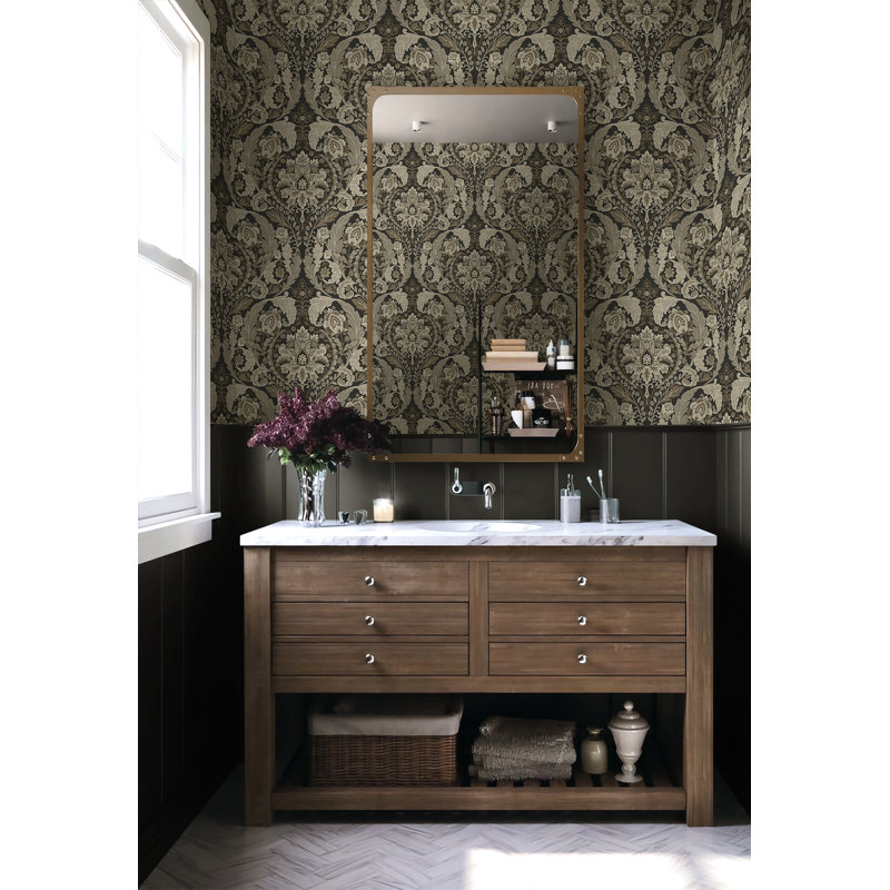 Papier peint adhésif damassé Harry & Grace Latte Thornton, Beige/brun