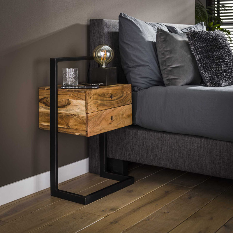 45cm W Steel Bedside Table