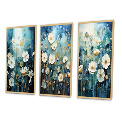 «Blue Tranquil Gardens», 3 pièces sur toile