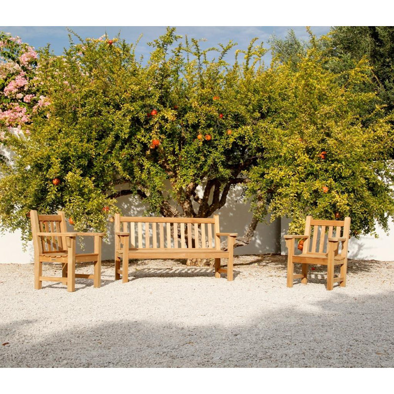 London Outdoor Teak Bench, 35" H x 63" W x 25" D