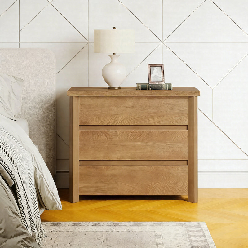 31.5" Wide Nightstand, Farmhouse Bedside Table With 3 Drawers