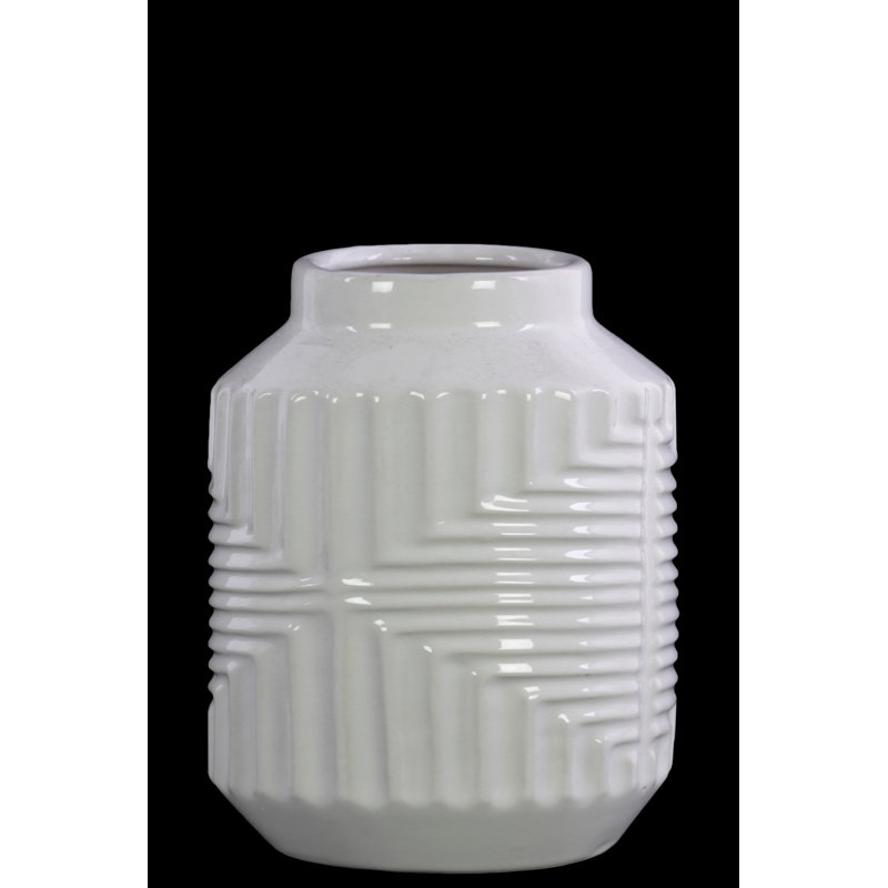 Shonda Ceramic Table Vase, 8.25" H x 6" W x 6" D, Gloss White