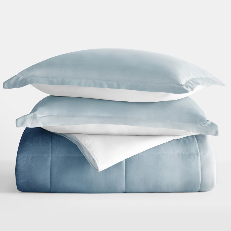 King Blue Reversible Down Alternative Microfiber Comforter Set