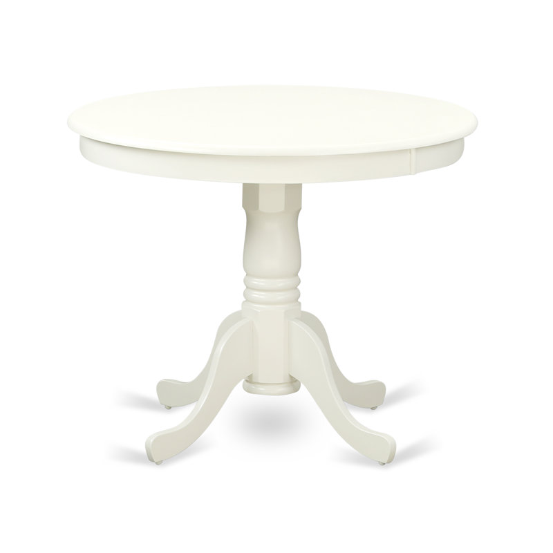 5 Piece Dining Room Table Set Includes a Round Kitchen Table with Pedestal and 4 Dining Chairs, 36x36 Inch, Linen White