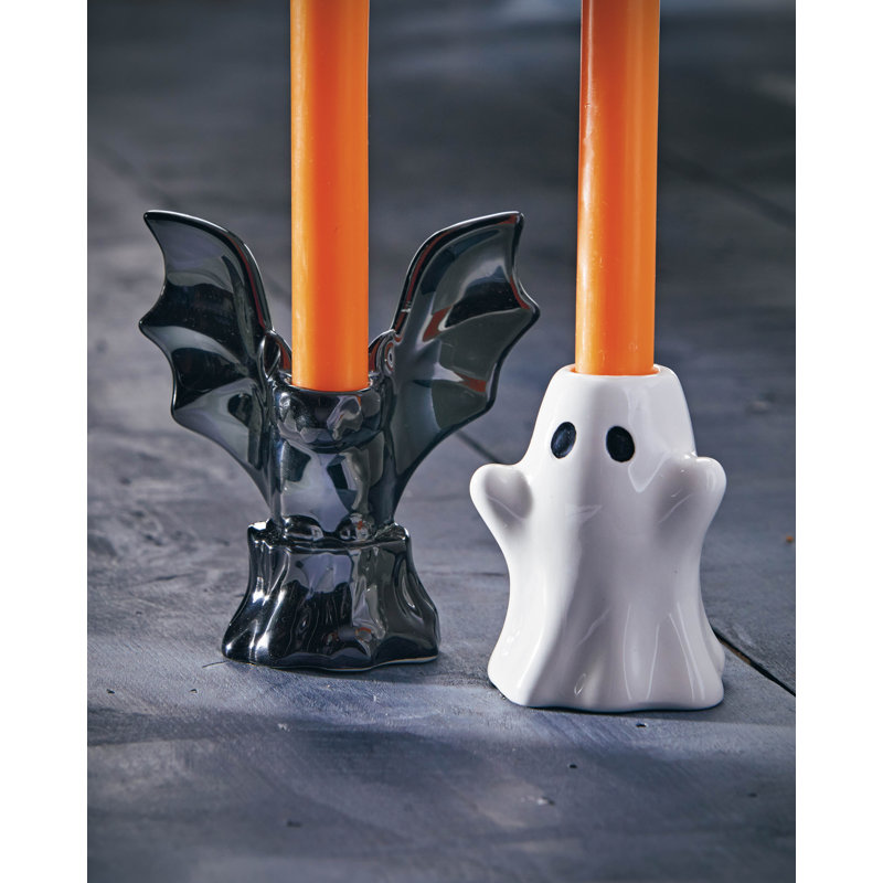 Ghost Taper Candle Holder White Ceramic Everyday