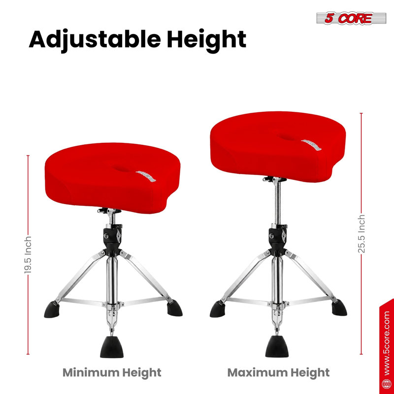  Tabouret de tambour ergonomique rembourré 4 po Drum Throne, Red