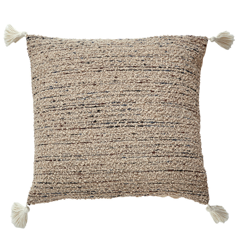 Coussin décoratif réversible à pampilles My Cotage Home, Beige, Plumes