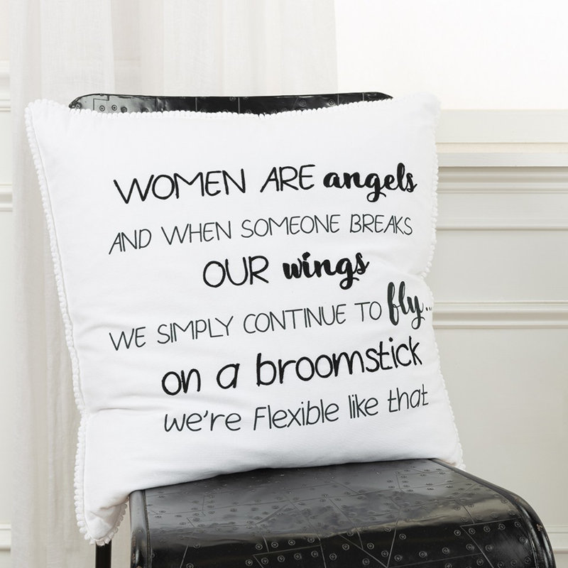  Coussin décoratif en coton noir et blanc Women Are Angels