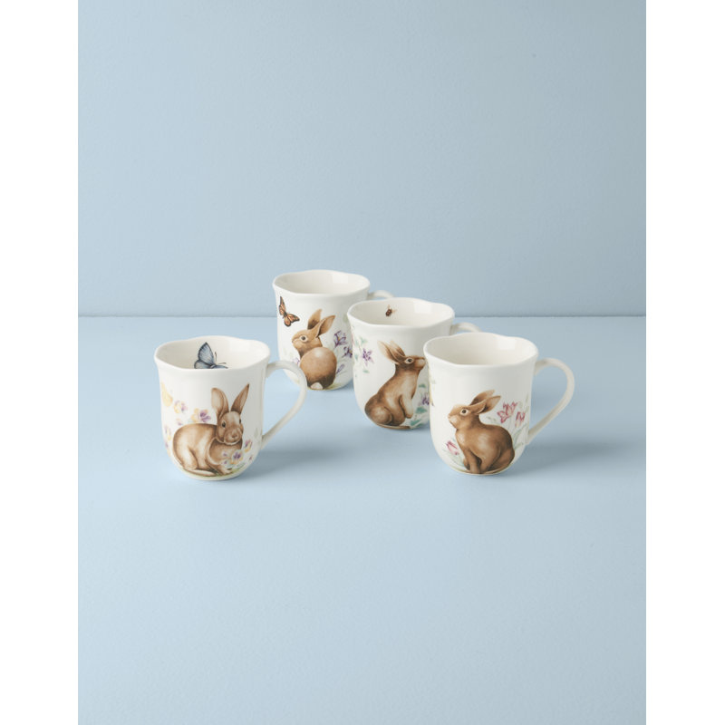 Butterfly Meadow Bunny 4Pc Mugs