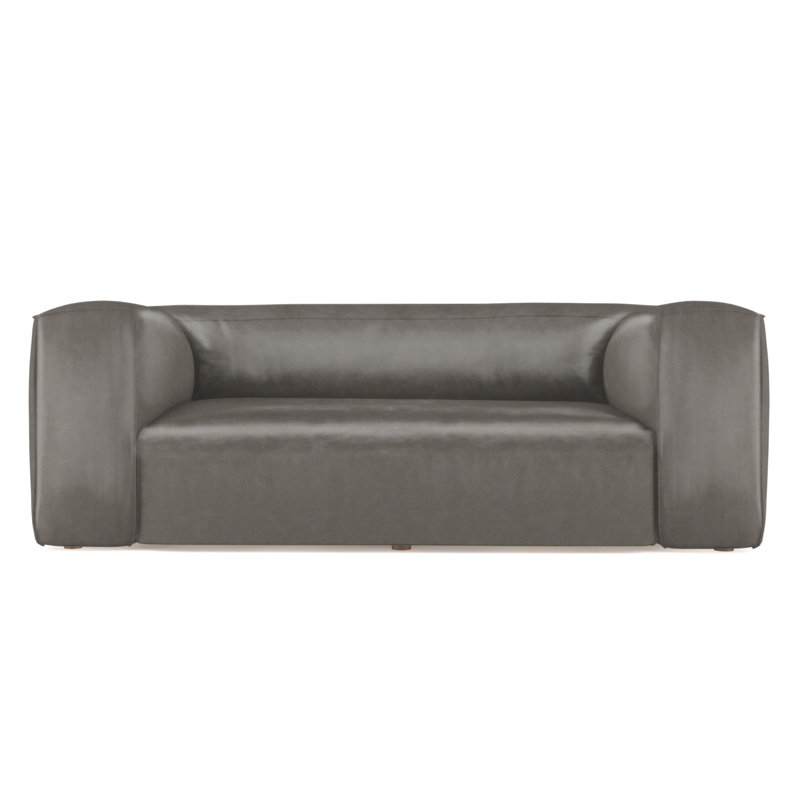 Varick Oversize Track-Arm Sofa with Flange, 30" H x 108" W x 41" D, Weathered, Box Weave Linen Silver Streak