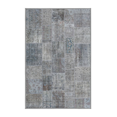 Tapis en laine gris / bleu