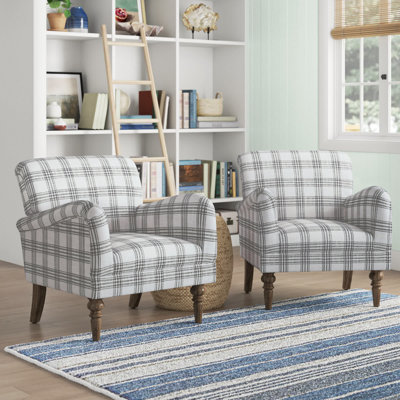 Fauteuil Ariana Farmhouse en polyester de 29,5 po de largeur avec pieds en bois massif