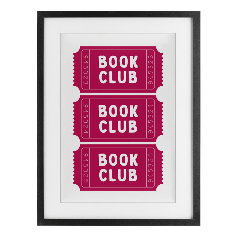 «Pink Book Club», reproduction imprimée sous verre encadrée, avec lettrage et doublure, H 20 po x l 14 po, Cadre noir minuit