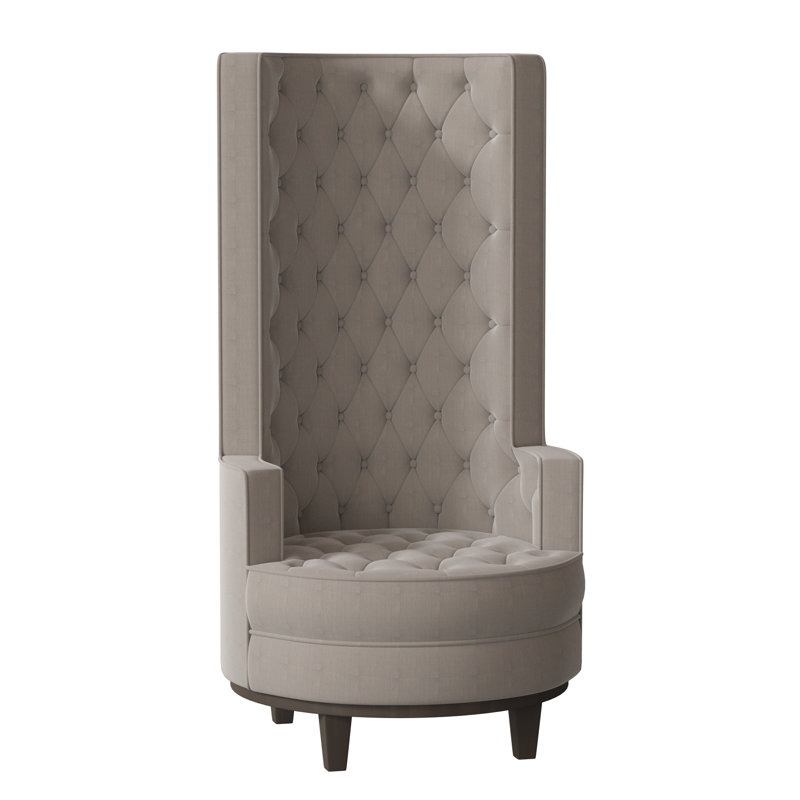 Norma Tufted Wingback Chair, Bella Black Performance Velvet, Brown Mahogany
