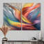 Art mural rétro sur toile, feuilles et pastel rétro arc-en-ciel Boho-114717443-114717441-114717439