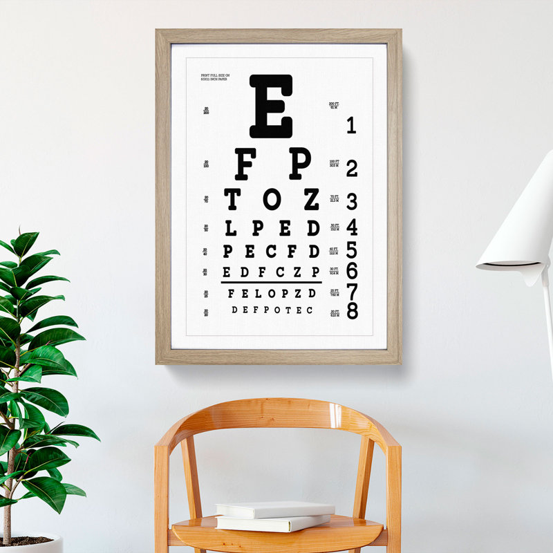 Eye Test Chart - Framed Print, Oak, 90cm H x 65cm W x 2cm D