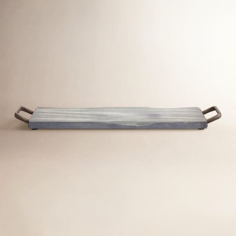 Alina Metal Tray, 2" H x 26" W x 7" D, Gray