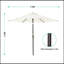 Parasol de table polyvalent pour terrasse 7,5 pi avec bouton poussoir inclinable et manivelle - Beige