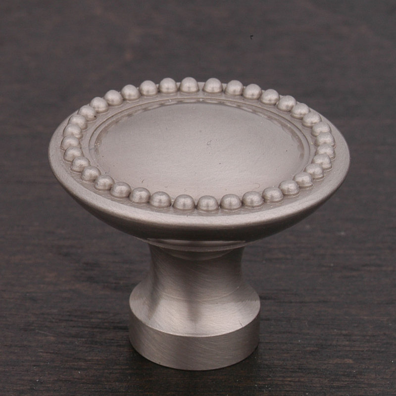 Poignée champignon 1 1/4 po à bord perlé CK Series, Nickel satiné