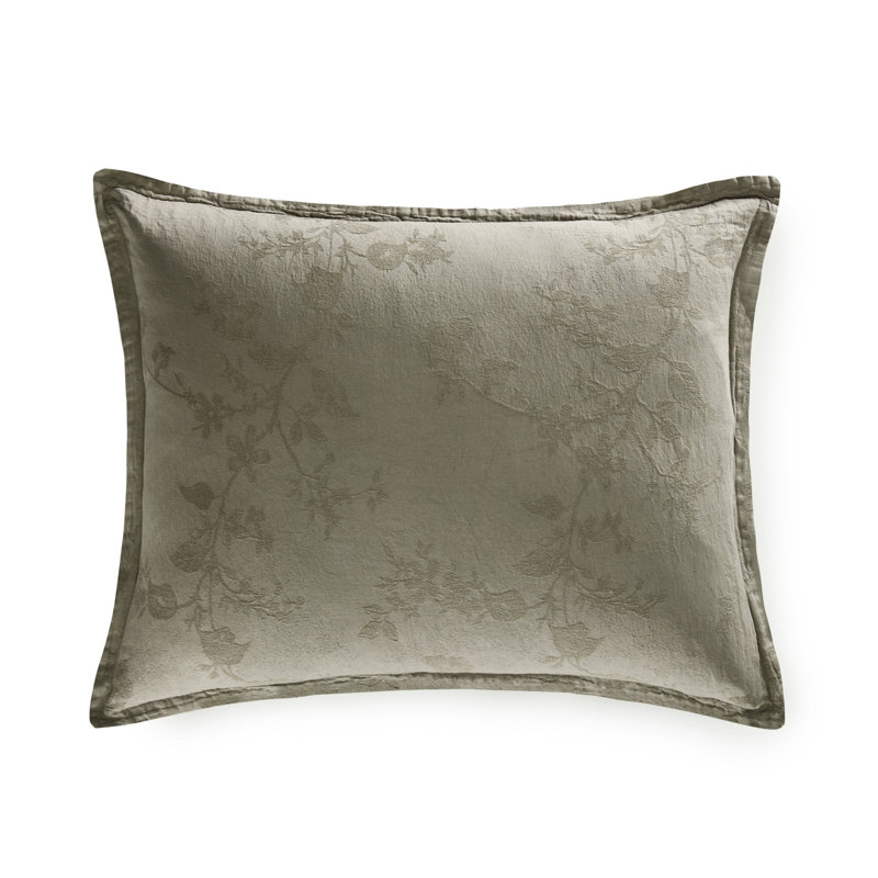 Leaf Pillow Sage Cotton, Rectangular 20" H x 26" W