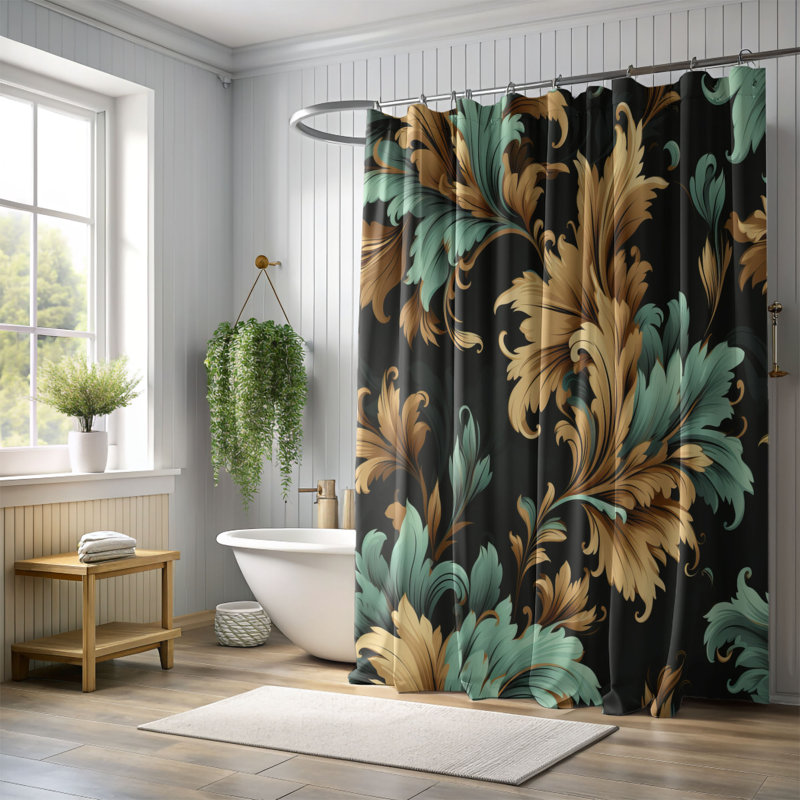 Rideau de douche Damask Opulence - Premium, H 74 po x l 71 po