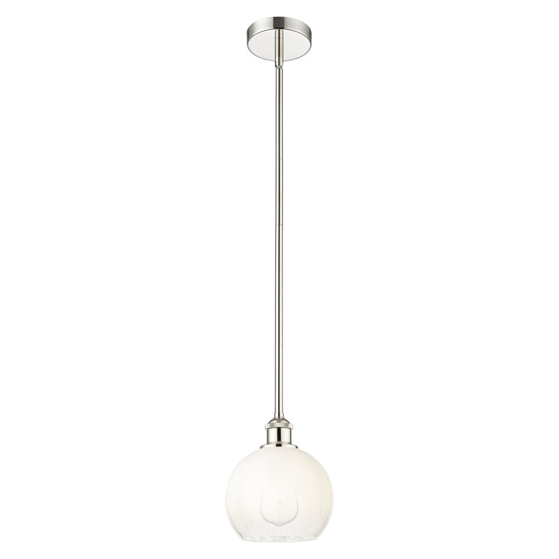 Edison - Brookhaven Globe - Mini-luminaire suspendu avec tige 8 po 1 lumière, Nickel poli, Opal