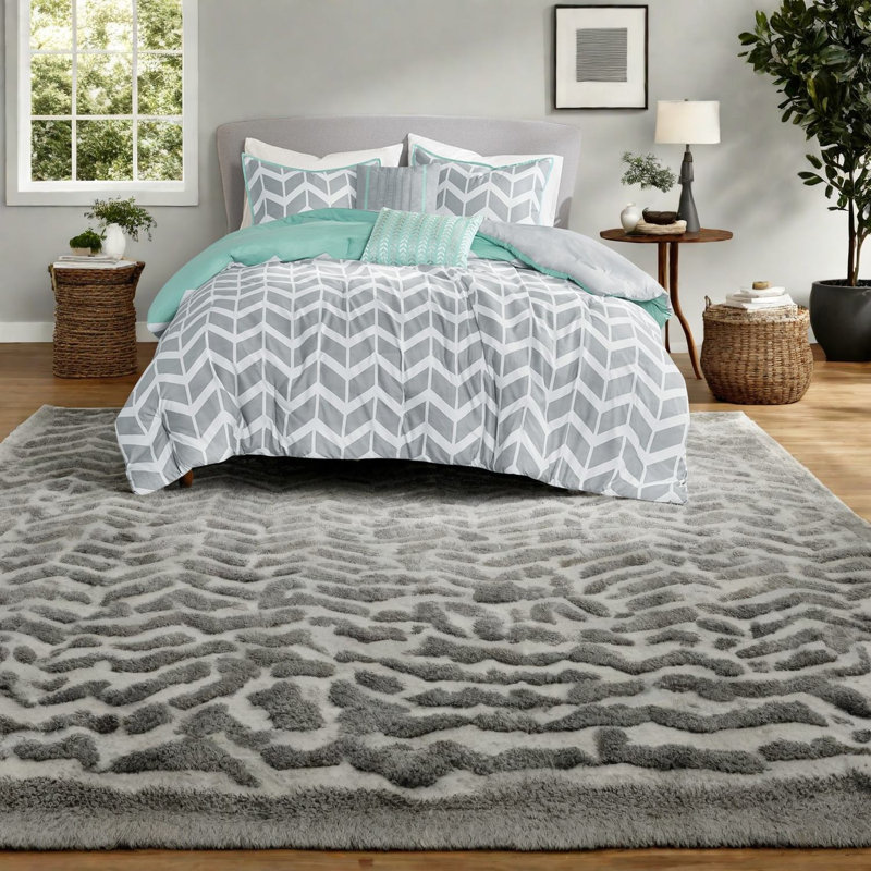 Ensembles de literie confortables en polyester turquoise, conception moderne à chevrons pour la maison