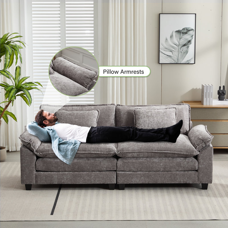 Canapé-lit confortable Adonia 86 po Adonia, Chenille gris pâle