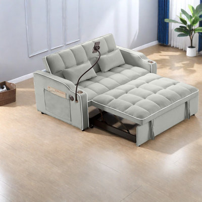 Canapé extensible avec rangement, structure en métal et mousse, gris moderne pour petits espaces