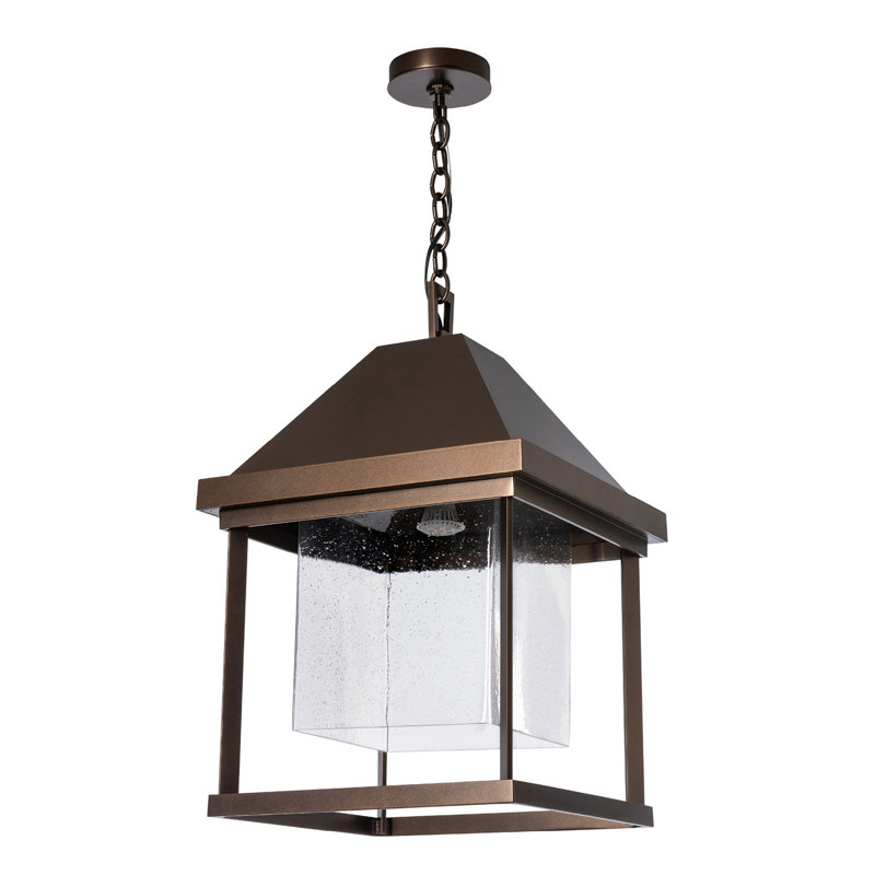 Dorset Outdoor Hanging Lantern, Coastal Dark Smoke, Seeded Clear Glass