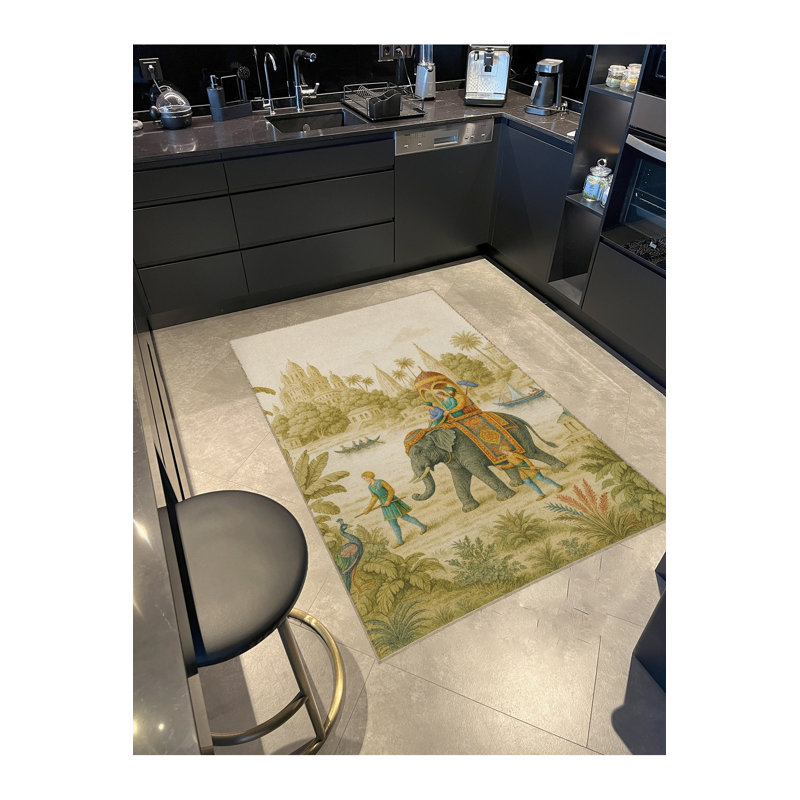 Tapis Abdiour MOSSO crème moderne lavable à envers tissé, 3'3" x 9'10"