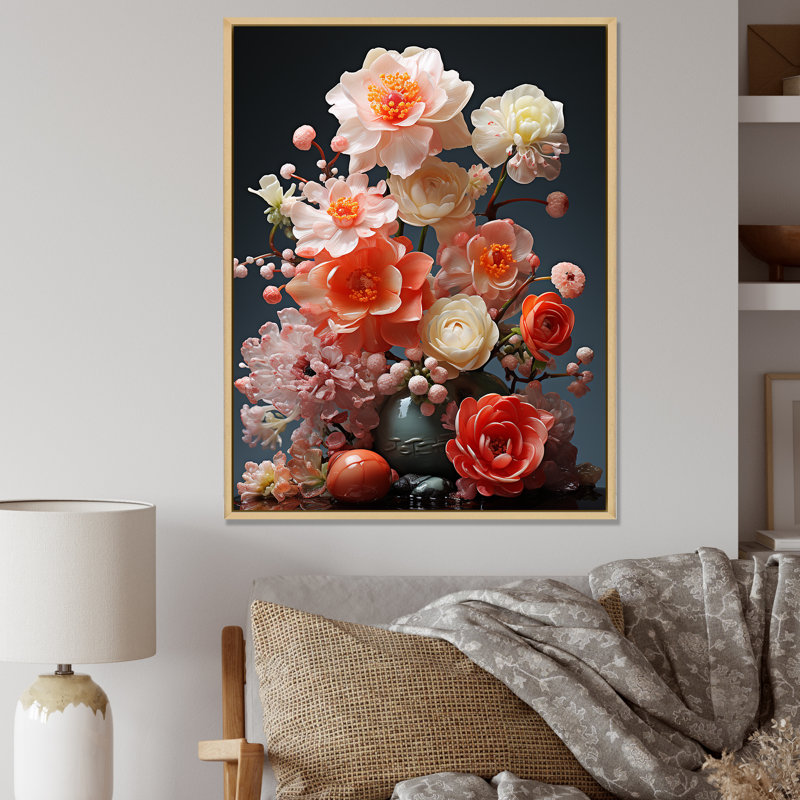 Floral Oasis Bouquet I - Fleurs, art mural, Cadre photo argenté, H 40 po x l 30 po x P 1,5 po