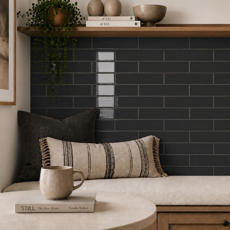 Love Note 3" x 12" Ceramic Wall Tile, Charcoal