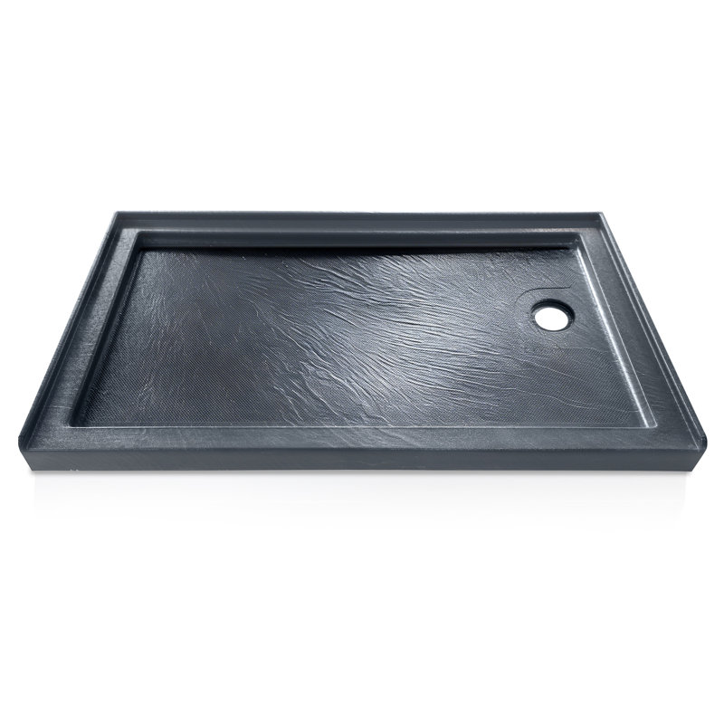 60" x 32" Rectangular Acrylic Shower Base with Right Drain - Triple Flange Alcove Shower Pan with Slip-Resistant Floor, Right