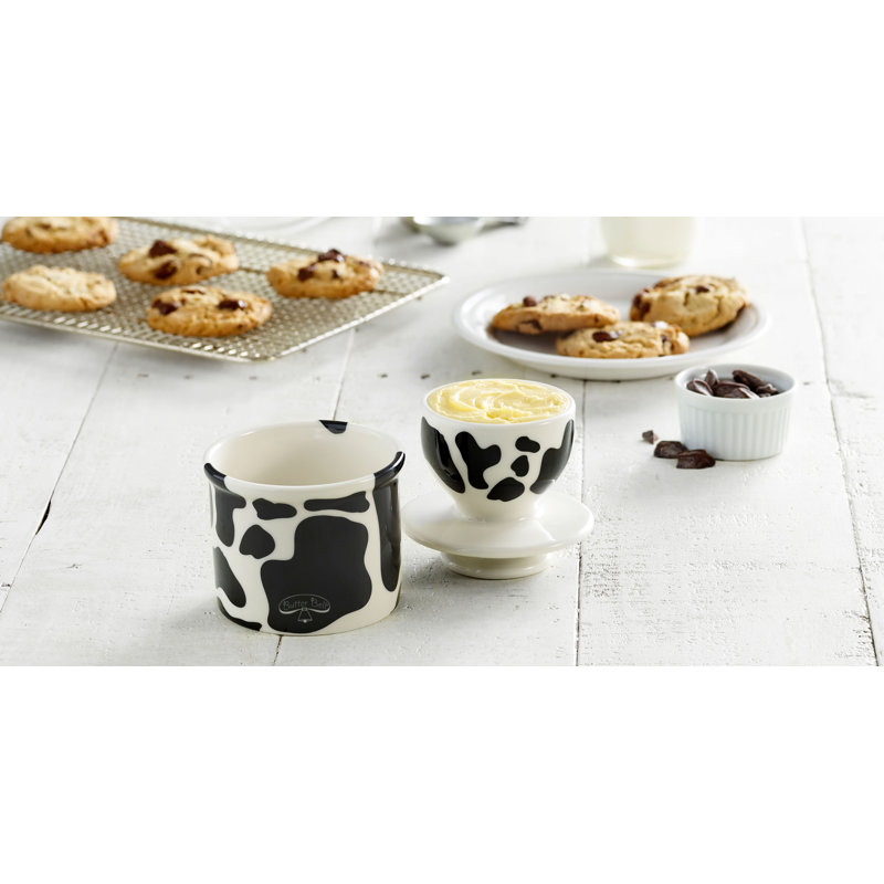 Butter Bell - The Original Butter Bell Crock, Motif de vache campagnarde, noir et blanc