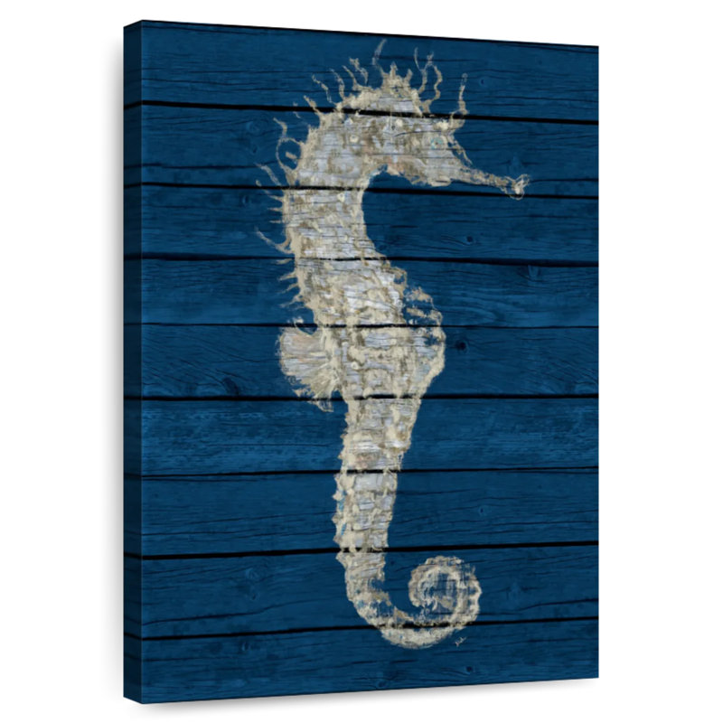 Brampt Antique Seahorse On Blue I, 24" H x 16" W