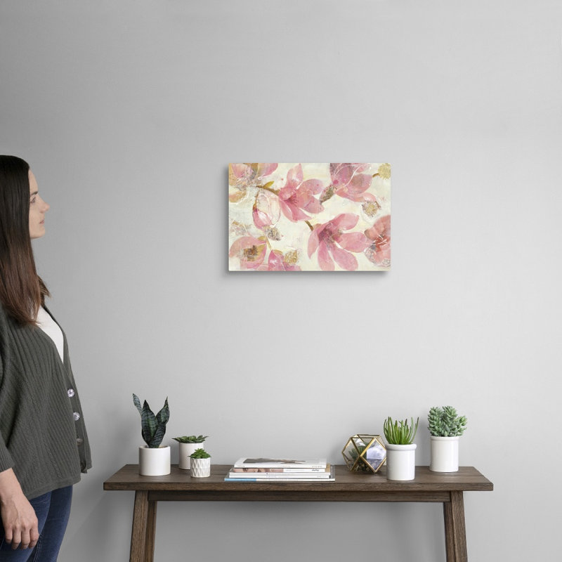 Magnolias en fleurs sur toile blanche, H 18 po x l 12 po x P 1,25 po, Toile tendue