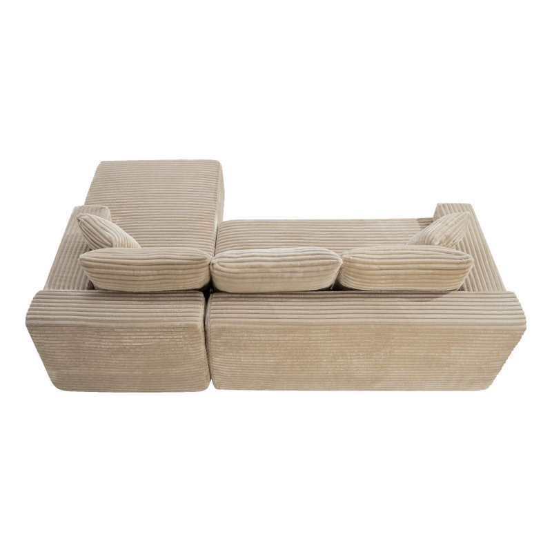 Canapé modulaire 106,3 po Cloud, Velours côtelé chameau, Orienté à droite