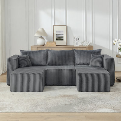 Canapé modulaire compact en velours côtelé: Canapé modulaire moderne et minimaliste