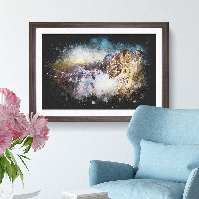 Hoher Dachstein Mountain in Austria - Picture Frame Painting Print, 45cm H x 63cm W x 2cm D, Walnut Framed