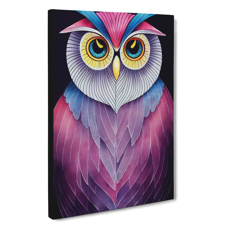 Watercolour Owl No.6 Abstract - Wrapped Canvas, 50cm H x 35cm W x 3cm D