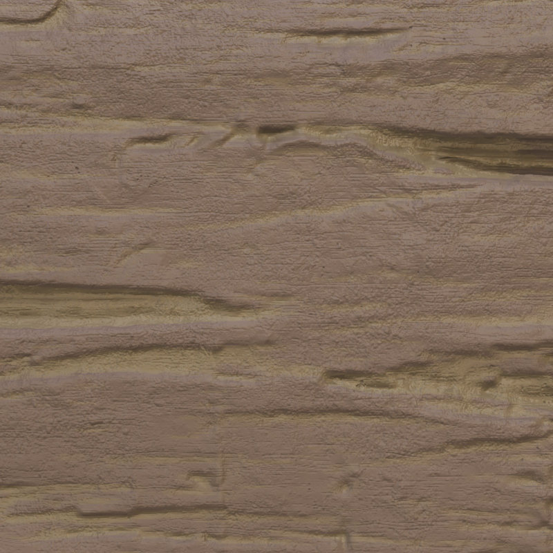 Planche de poutre en faux bois endurée à la main, H 6 po x l 72 po x P 1 po, Taupe rustique