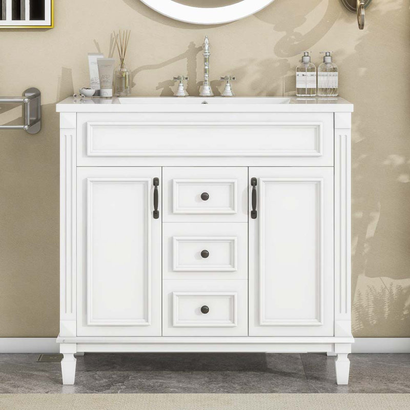 Meuble-lavabo simple avec plateau Clasina 35,9, Blanc