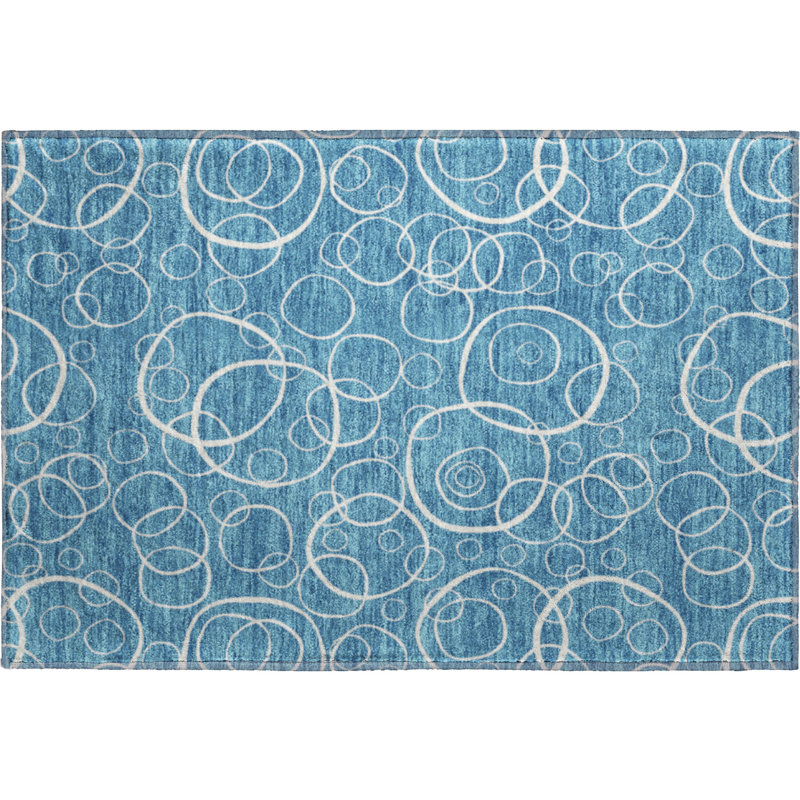 Premium Machine Washable Mayfield AMF2407 Bubbles Rug, Teal, 2'6" x 3'10"