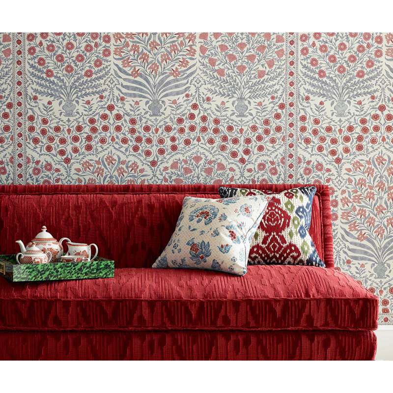 Sameera 30.96' L x 54" W Wallpaper Roll, Red/Blue