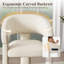 Chaise de salle à manger capitonnée de style tonneau avec accoudoirs, dossier incurvé, tissu chenille texturé, assise rembourrée, structure en bois massif-2134804227