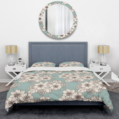 White Poppies Flowers - Floral Duvet Cover Set - Microfiber Polyester