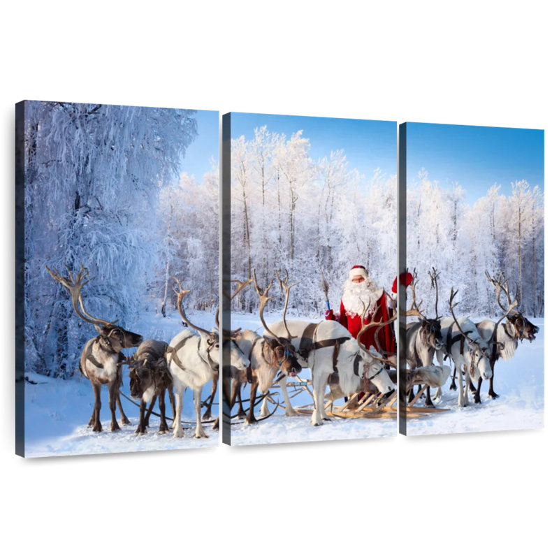Renne et père Noël, H 20 po x l 33 po
